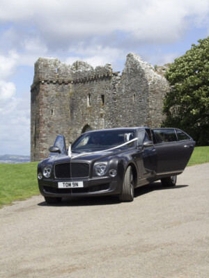 Its nice to arrive at your castle in style. A beautiful day for a sunny wedding at Swansea Gower .