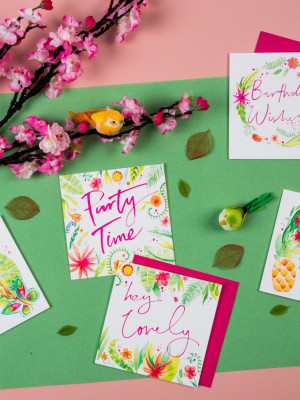 A well shot photo of some birthday cards.